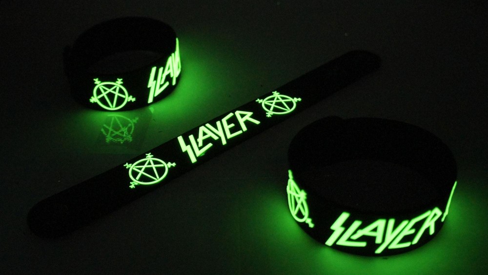 SLAYER ริสแบนด์เรืองแสง สเลเยอร์ Wristband สายรัดข้อมือ กำไล วงร็อค พังค์ อีโม เดธเมทัล ป๊อป เกาหลี SLR109GA