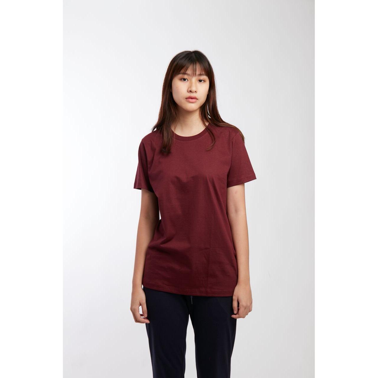 เสื้อยืดสีพื้น คอกลม Superbirds - แดงเลือดหมู