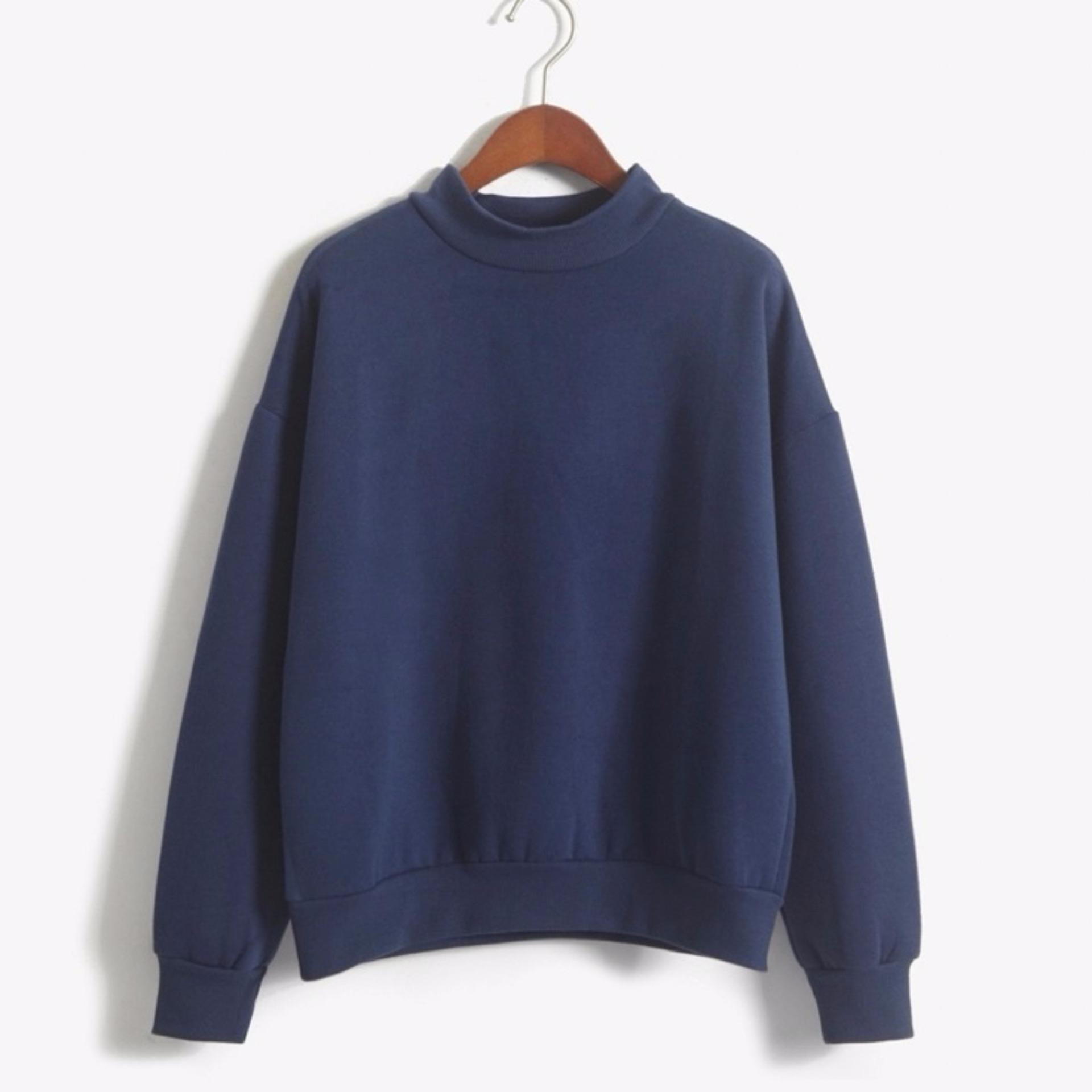 Tucky&Jiang เสื้อแฟชั่น คอกลม แขนยาว บุกันหนาว สีพื้น 009643