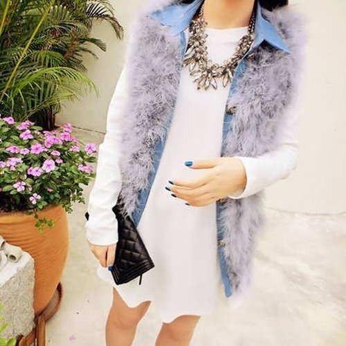 Tucky&Jiang เสื้อยาวแฟชั่น สีขาว ผ้าฝ้าย 1256