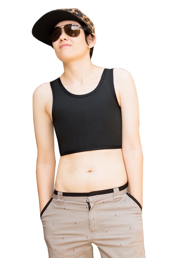 TZeek เสื้อกล้ามทอมทีซีคครึ่งตัวรุ่น TZ896 Super Save 3 step (mini) (สีดำ/คอยู/บาร์ตะขอข้างปรับ3ระดับ)