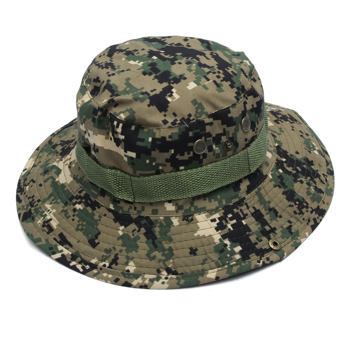 ไม่จำกัดเพศทหาร Camo หมวกเดินป่าท่องเที่ยวดวงอาทิตย์ผมบ๊อบหมวกตกปลากลางแจ้งหมวกโดม