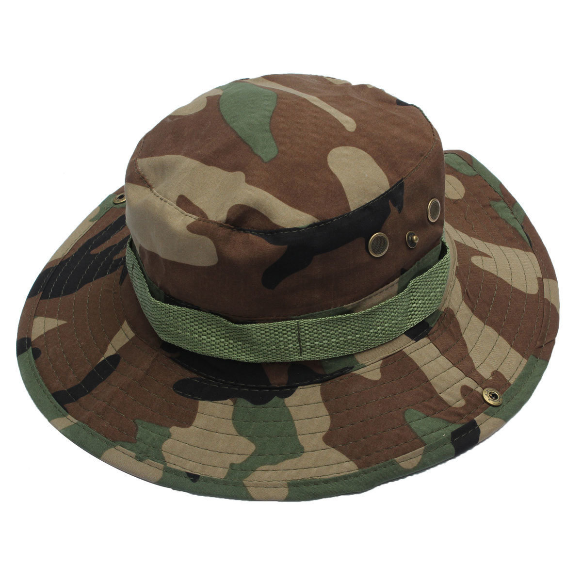 ไม่จำกัดเพศทหาร Camo หมวกเดินป่าท่องเที่ยวดวงอาทิตย์ผมบ๊อบหมวกตกปลากลางแจ้งหมวกโดม