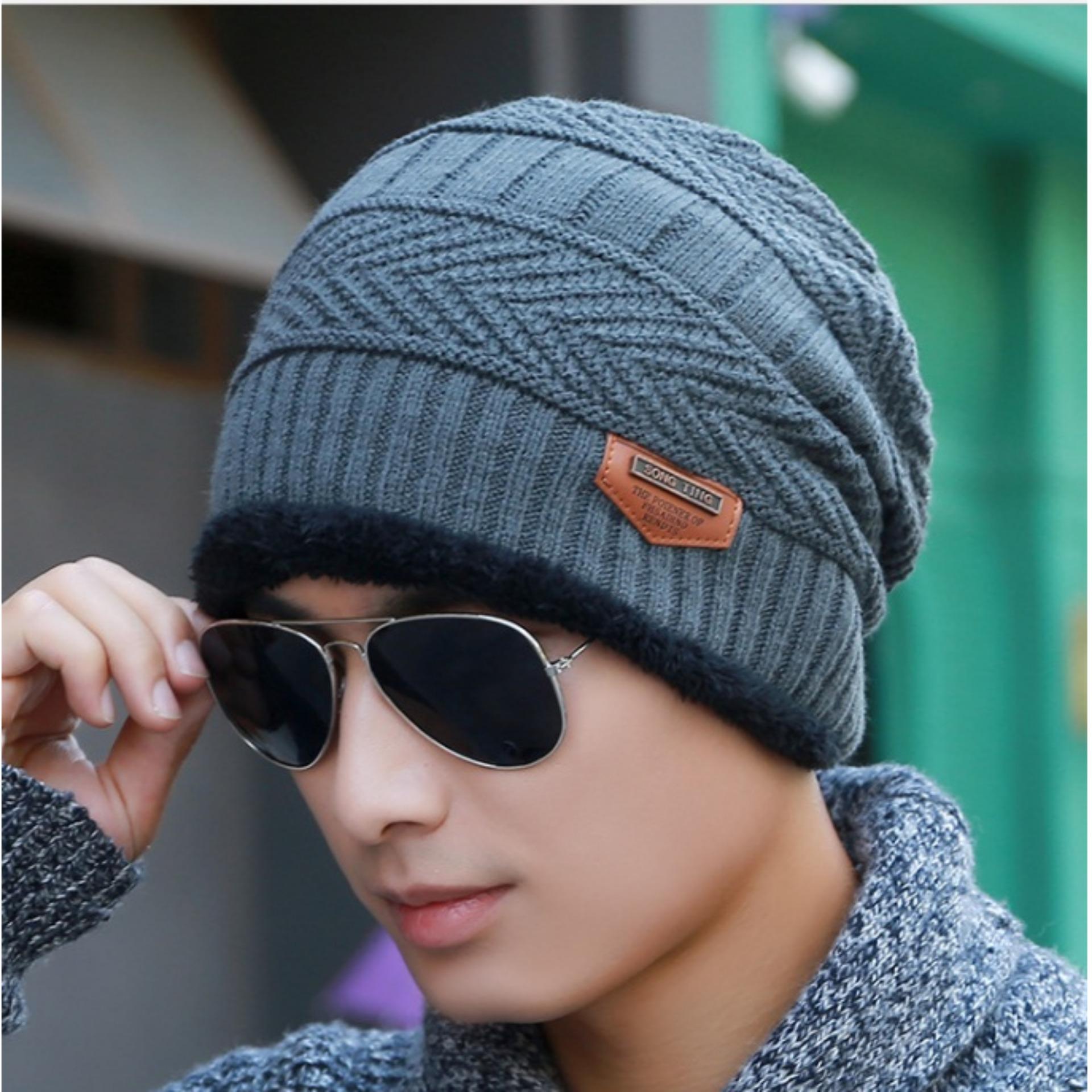 Upper หมวกผ้าไหมพรมลายถัก สไตล์เท่ห์ รุ่น UP46 (สีน้ำเงิน)