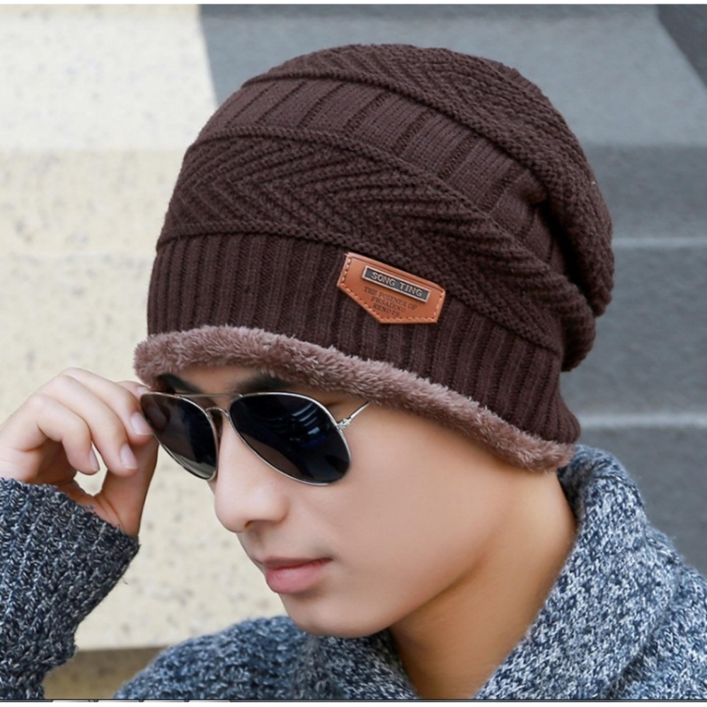 Upper หมวกผ้าไหมพรมลายถัก สไตล์เท่ห์ รุ่น UP46 (สีน้ำเงิน)