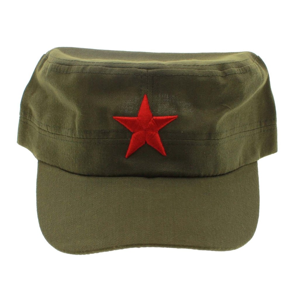 Vanker Unisex ย้อนยุคคอมมิวนิสต์ Red Star กองทัพสไตล์ผ้าฝ้ายหมวกหมวกแก็ปหมวกของขวัญ?? สีเขียว??