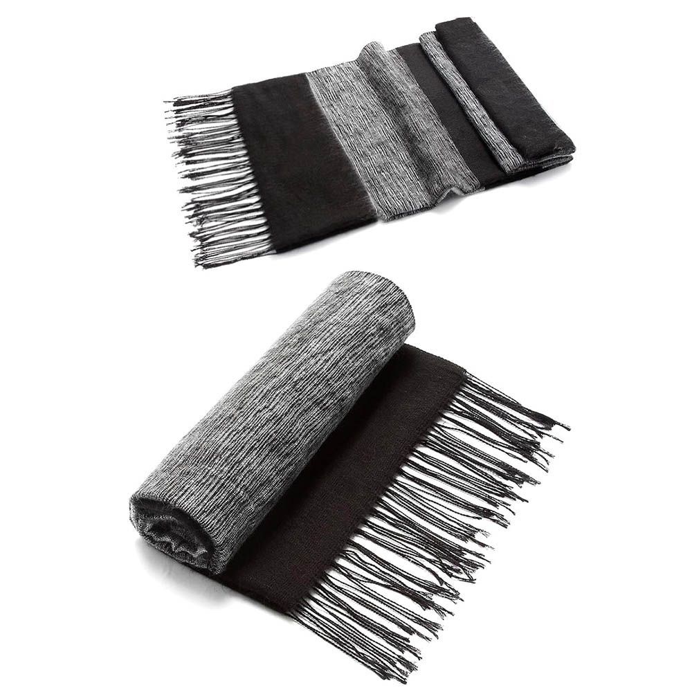 Whyus - Christmas Gift Cool ผู้ชายฤดูใบไม้ร่วงฤดูหนาว WARM Trendy นิ่มคลาสสิกผ้าคลุมไหล่แคชเมียร์ Fringe ลายผ้าคลุมชายกรุยผ้าคลุมไหล่ผ้าพันคอร้อน (สีดำสีเทา)