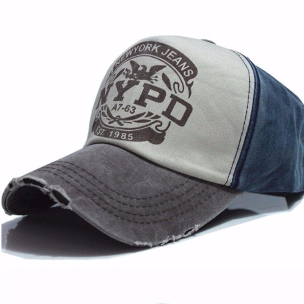Y and L Support หมวก เบสบอล หมวกแก๊ป ปรับขนาดได้ (ขาว-น้ำเงิน) Baseball –Cap7-twotone