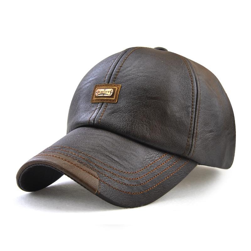 Zaitun หนังสังเคราะห์ใช้ได้ทั้งชายหญิงหมวกเบสบอล PU ปรับหมวกตกปลา (Dark Brown) - INTL