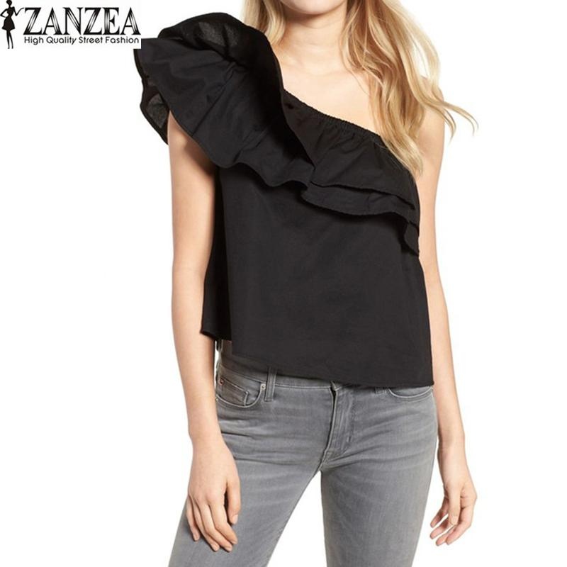 ZANZEA RedWomen ไหล่หลวมๆสบายๆเสื้อยืดธรรมดาเสื้อชุดราตรีจัมเปอร์ (สีแดง)
