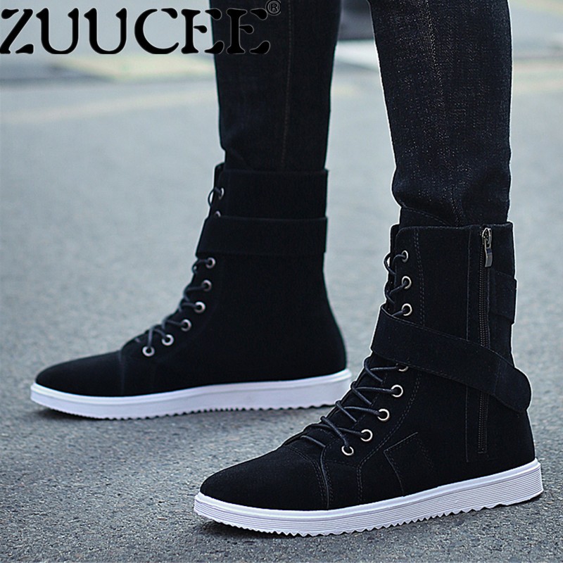 ZUUCEE แนวโน้ม รองเท้าบู๊ตระดับสูงรองเท้าบู๊ทส์สูงรองเท้าลำลองรองเท้ามาร์ติน