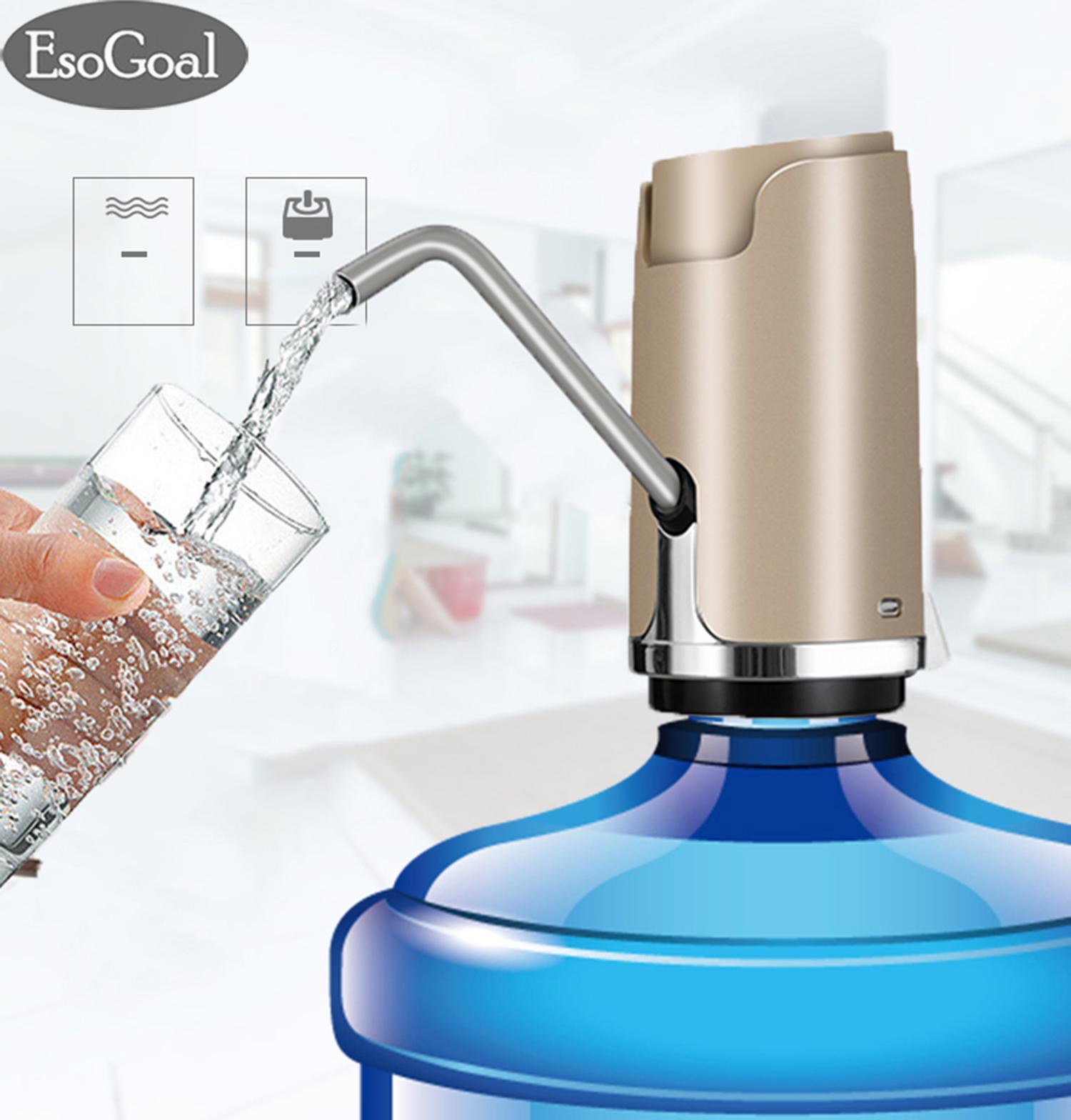 EsoGoal เครื่องปั๊มน้ำดื่มอัตโนมัติ ปั๊มดูดน้ำจากถังElectric Water Dispenser Pump Automatic Drinking Water Bottle Pump Smart Rechargeable USB Charging Wireless Pump