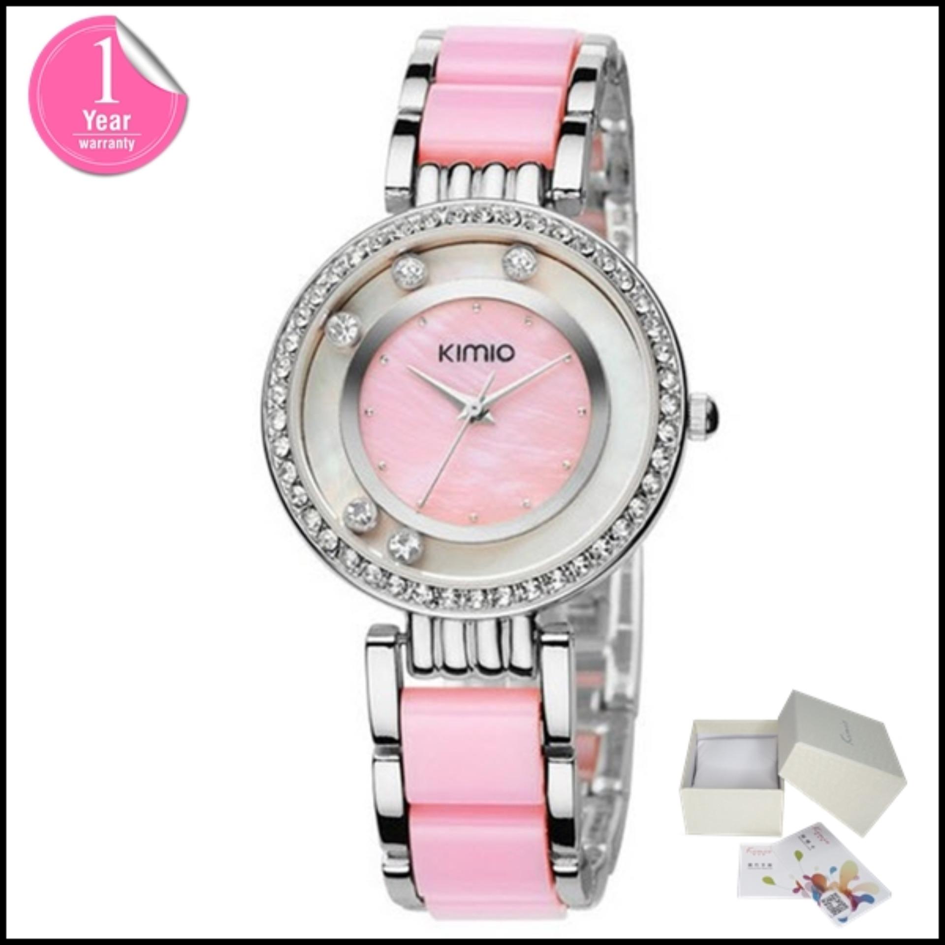 Kimio นาฬิกาข้อมือผู้หญิง ประดับคริสตัล รุ่น K485 - สีดำ/เงิน ( Clearance ลดสุดๆ)