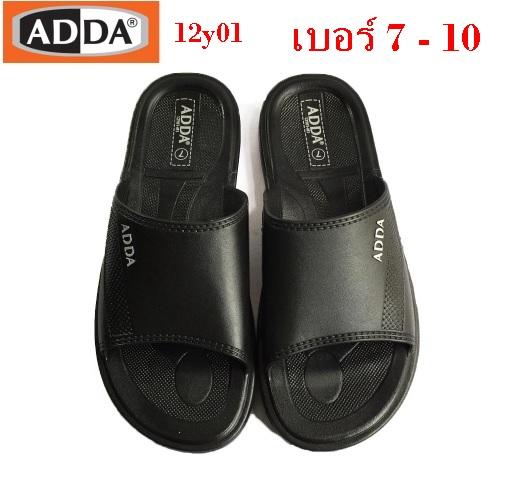 รองเท้าแตะ รองเท้าแตะชาย ADDA รองเท้าแตะแบบสวมสีดำ รุ่น 12y01