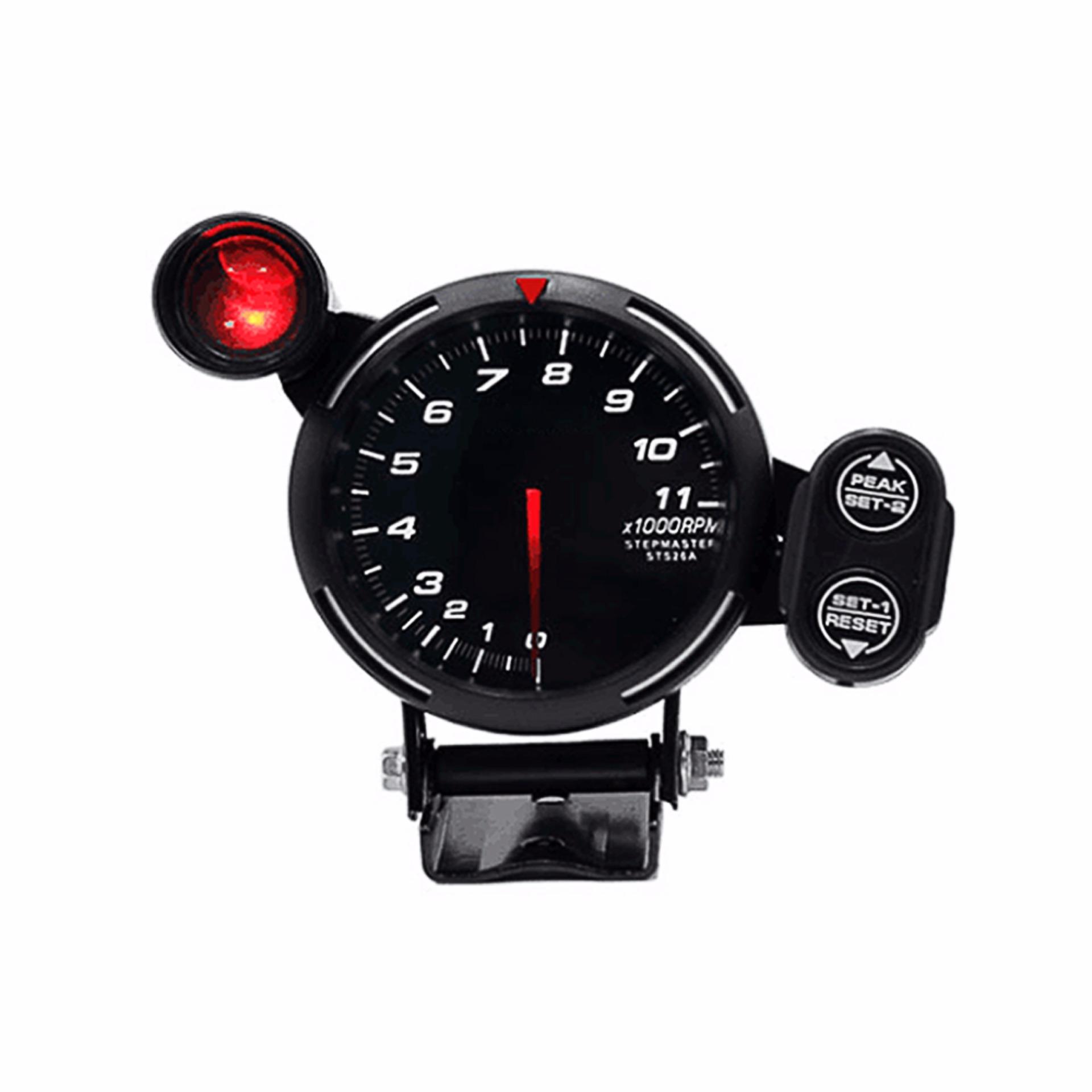 รวว 3 5 Tachometer Gauge Kit WHITE LED 11000 RPM Meter with