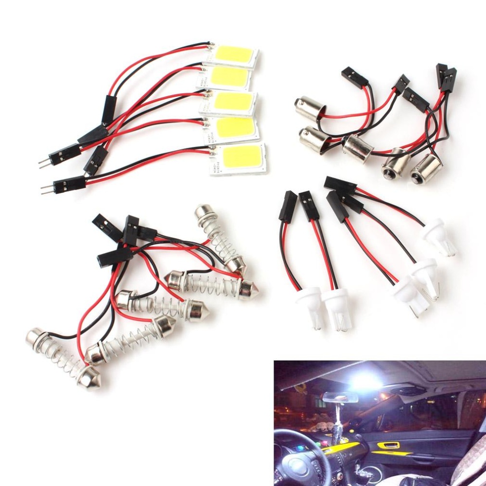 Pcs Xenon Hid White Cob Led Dome Map Light Bulb Car Interior