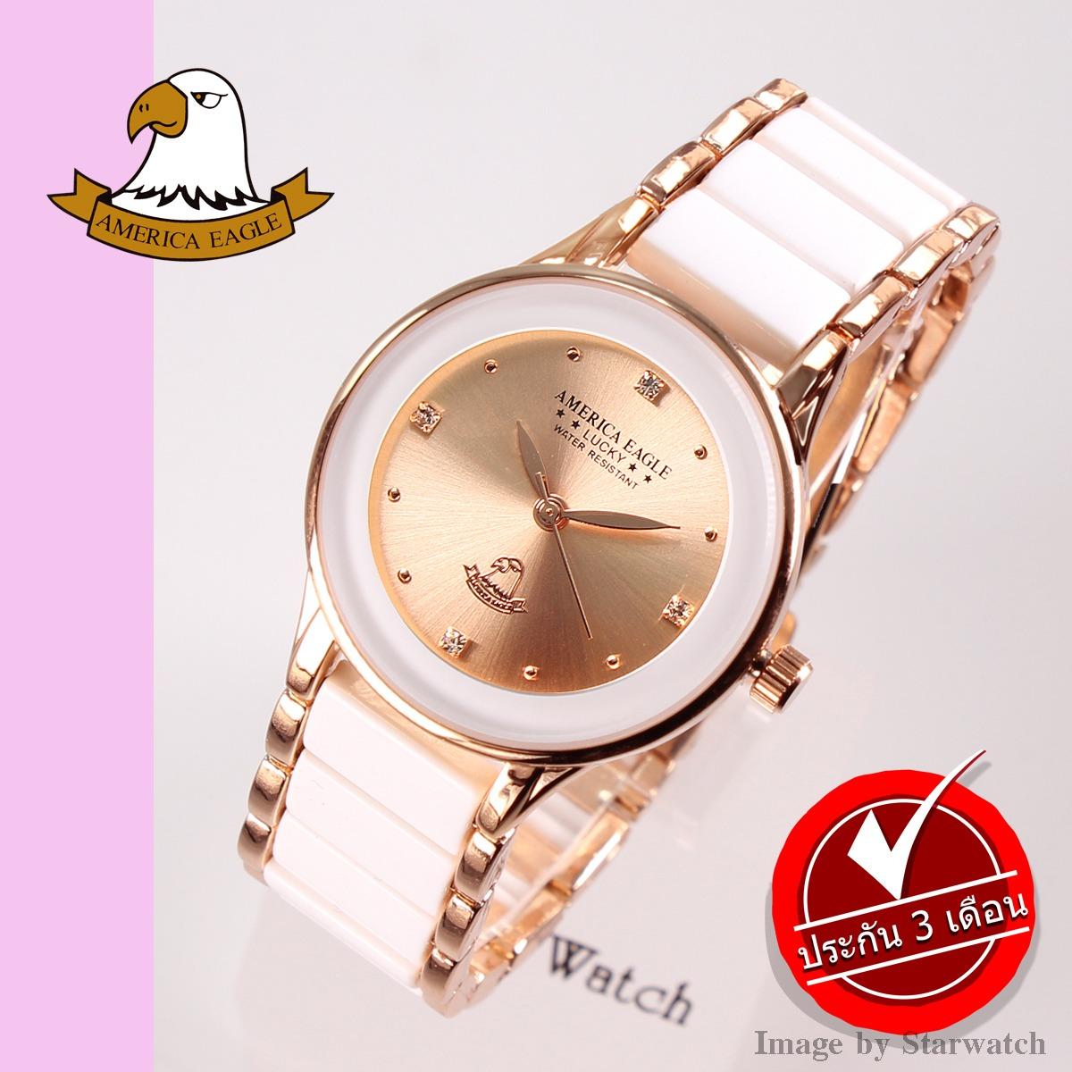 AMERICA EAGLE นาฬิกาข้อมือผู้หญิง สายสแตนเลส รุ่น AE066L - PinkGold / PinkGold
