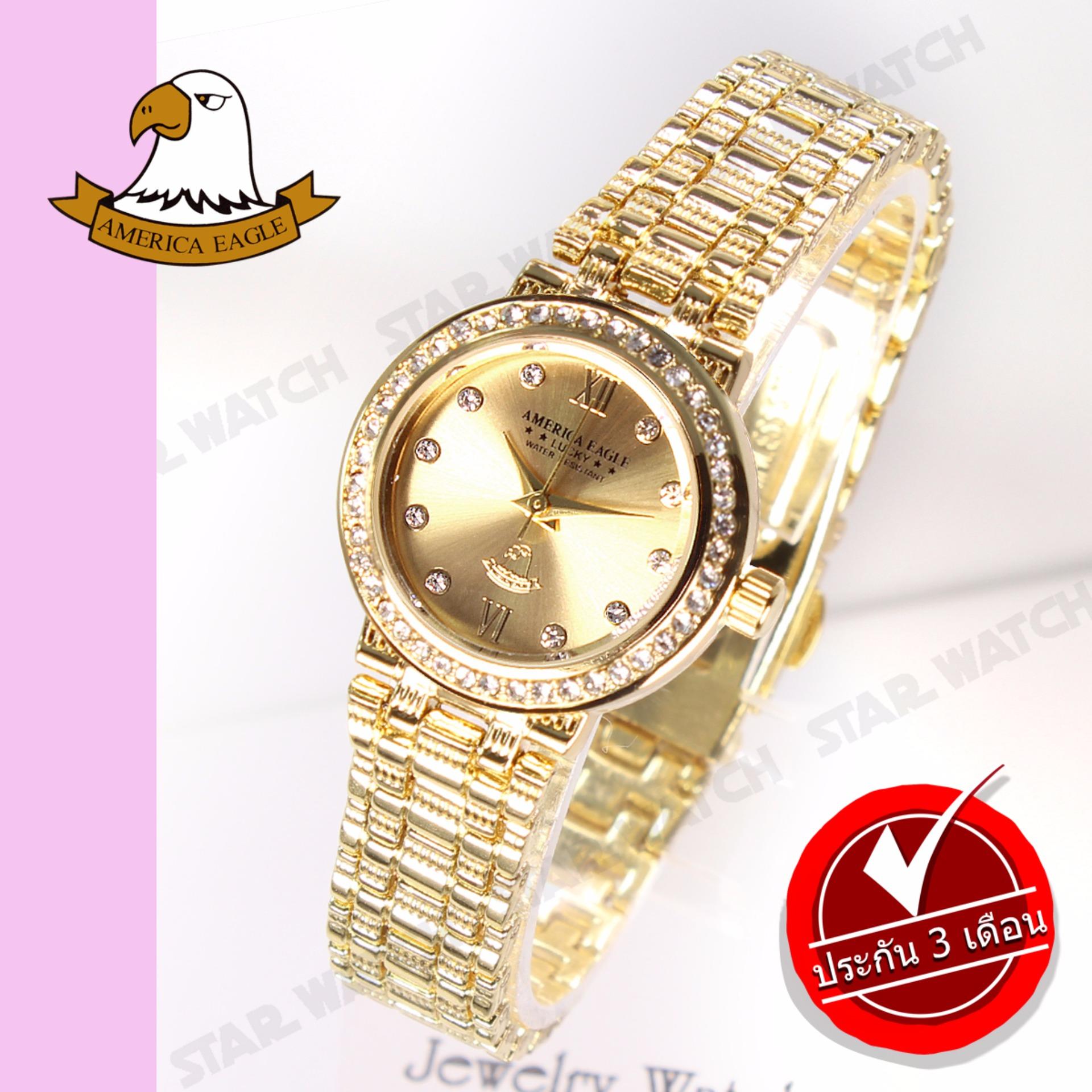 AMERICA EAGLE นาฬิกาข้อมือผู้หญิง สายสแตนเลส รุ่น AE086L - Gold / Gold
