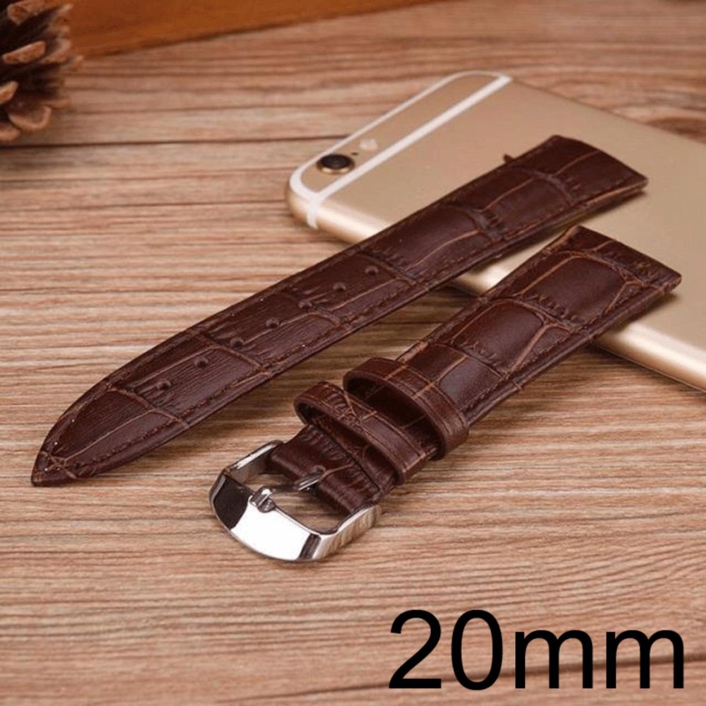 BB Shop สายนาฬิกาหนังขนาด 20มิล 20mm (สีน้ำตาล)