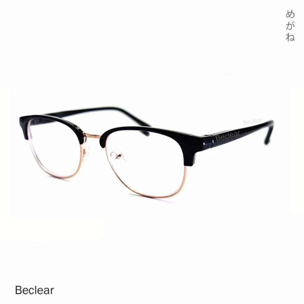 Beclear แว่นพร้อมเลนส์สายตาสั้น-300 ทรงเหลี่ยม (ดำ-ทอง) แว่นตาสายตาสั้น กรอบแว่น Beclear แว่นพร้อมเลนส์สายตาสั้น-300 ทรงเหลี่ยม (ดำ-ทอง) แว่นตาสายตาสั้น กรอบแว่น