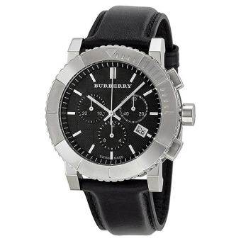 Burberry Men's BU2306 Round Chrono Black Dial Black Leather Strap Watch Burberry Men's BU2306 Round Chrono Black Dial Black Leather Strap Watch