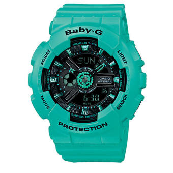 CASIO Baby-G นาฬิกาข้อมือ สีเขียว สายเรซิ่น รุ่น BA-111-3ADR
