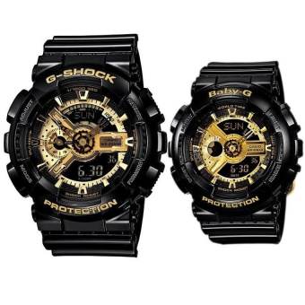 Casio นาฬิกาคู่ G-shock ,Baby-G ดำทอง รุ่น GA-110GB-1A,BA-110GB-1A Casio นาฬิกาคู่ G-shock ,Baby-G ดำทอง รุ่น GA-110GB-1A,BA-110GB-1A