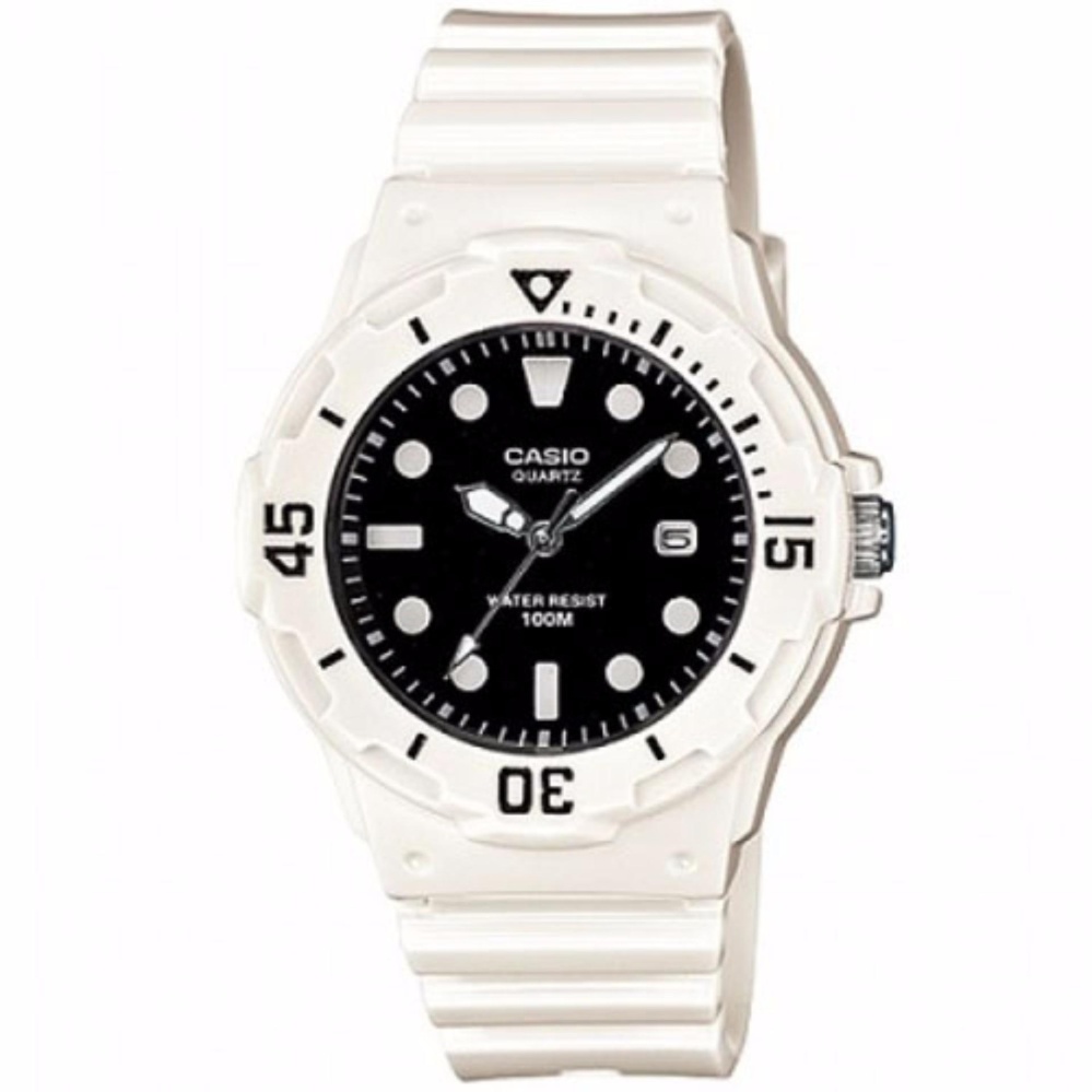 CASIO นาฬิกาข้อมือผู้หญิง สีดำ/ขาว สายเรซิน รุ่น LRW-200H-1EVDF