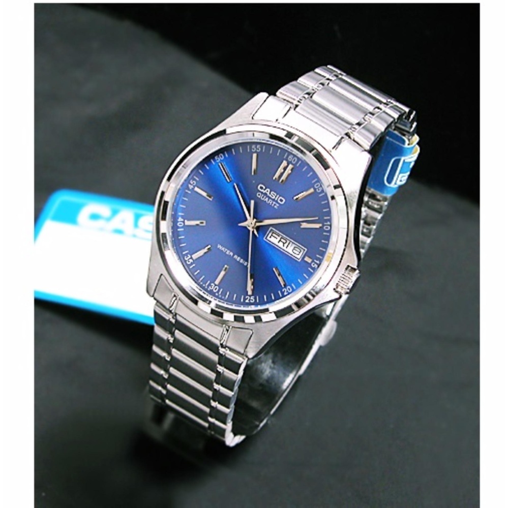 (ขายดีอันดับ1) นาฬิกา Casio รุ่น MTP-1239D-2A นาฬิกาข้อมือผู้ชาย สายแสตนเลส หน้าปัดน้ำเงิน สวยหรู - มั่นใจ ของแท้ 100% ประกันศูนย์ 1 ปีเต็ม
