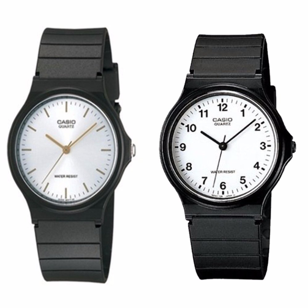 Casio นาฬิกาข้อมือผู้ชาย สีดำ สายเรซิ่น รุ่น MQ-24-7B และ MQ-24-7B2 แพ็คคู่