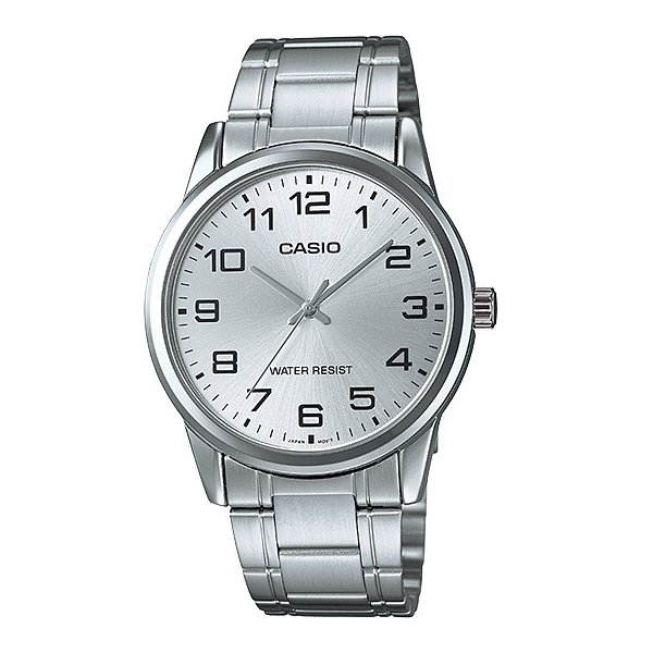 Casio นาฬิกาข้อมือผู้ชาย สีเงิน สายสแตนเลส รุ่น MTP-V001D-7B