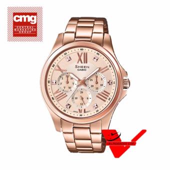 Veladeedee Casio Sheen นาฬิกาข้อมือสตรี เรือนสแตนเลส สายสแตนเลส รุ่น SHE-3806PG-9AUDR - โรสโกลด์