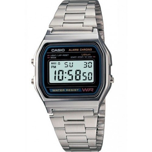 Casio Standard นาฬิกาข้อมือผู้ชาย สีเงิน สายสเตนเลส รุ่น A158WA-1DF