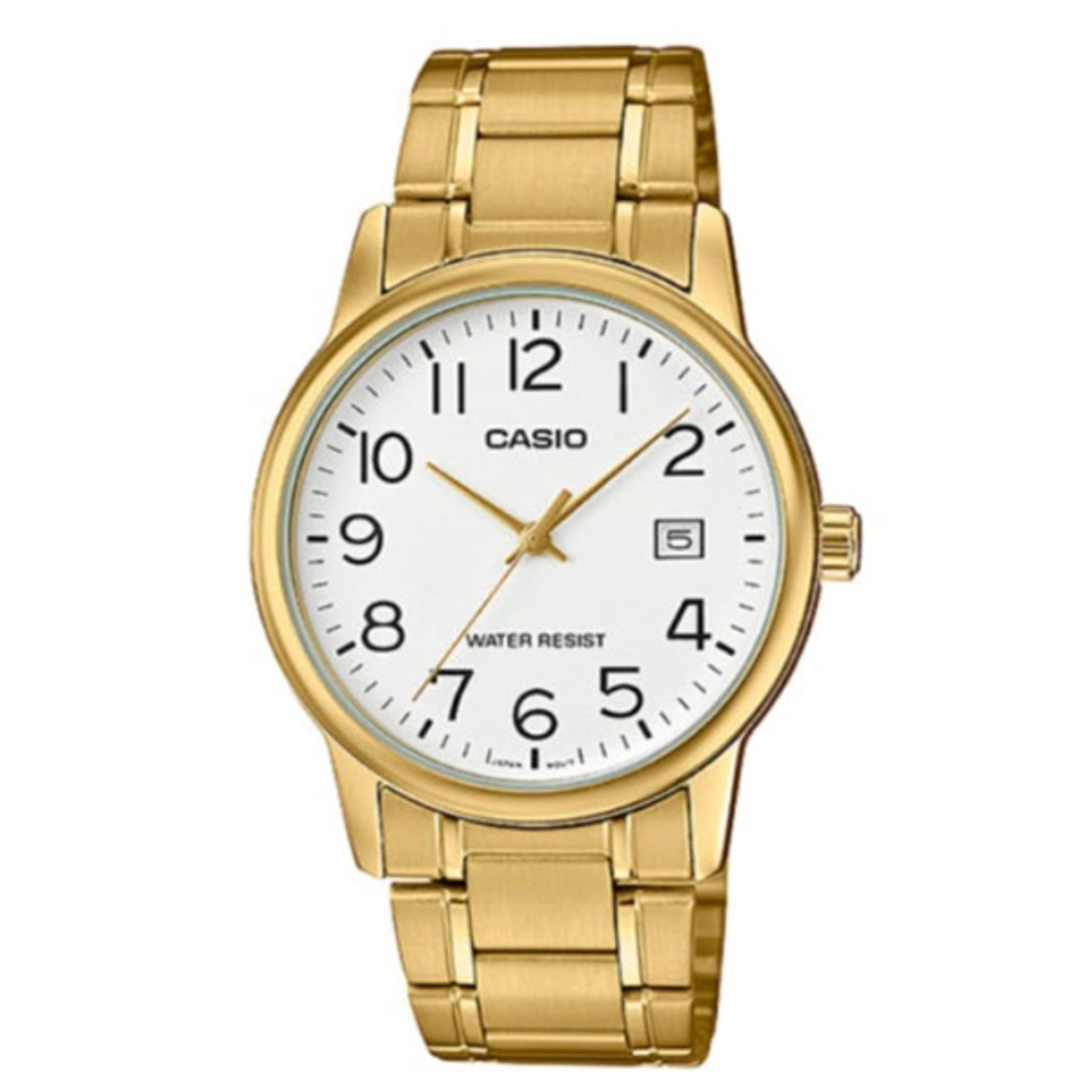 Casio Standard นาฬิกาข้อมือสุภาพบุรุษ สายสแตนเลส รุ่น MTP-V002G-7B2UDF - Gold