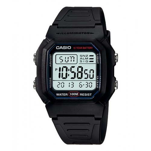 Casio Standard นาฬิกาข้อมือผู้ชาย สีดำ สายเรซิน รุ่น W-800H-1AVDF