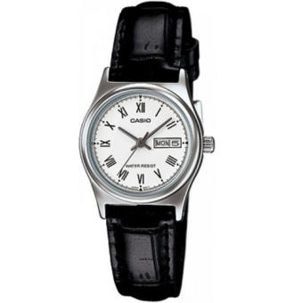 Casio Standard นาฬิกาข้อมือผู้หญิง สีขาว สายหนังสีดำ รุ่น LTP-V006L-7BUDF
