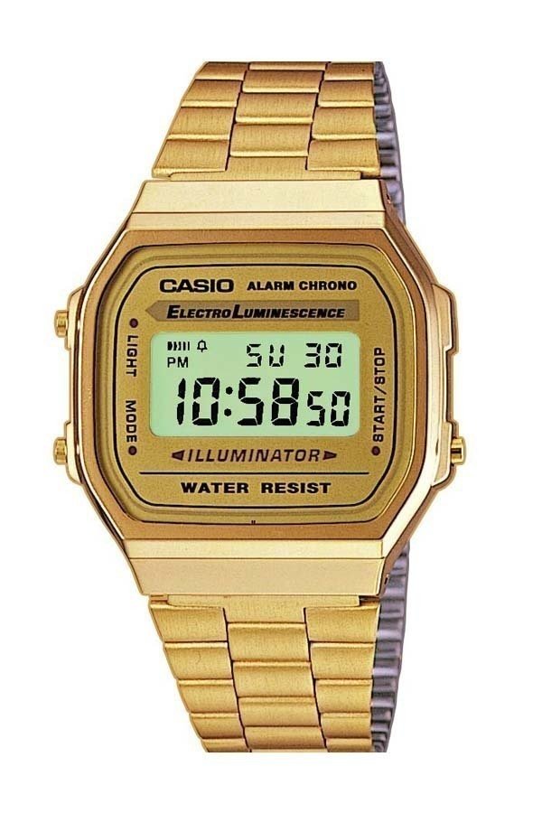 Casio Standard นาฬิกาข้อมือผู้หญิง สีทอง Stainless Strap รุ่น A168WG-9WDF