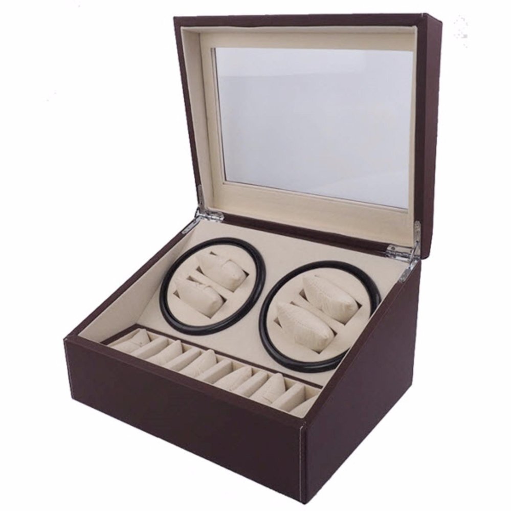 Fancybox ตู้นาฬิกาออโตเมติกแบบหมุน Watch Winder สำหรับนาฬิกาแบบหมุน 4 เรือน + 6 เรือน