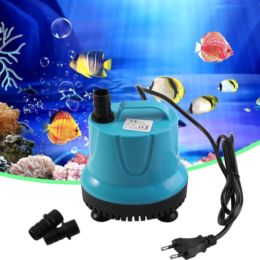 ปลาถังพิพิธภัณฑ์สัตว์น้ำพลาสติก 2000L/HSubmersible ปั๊มสีฟ้า EU ปลั๊ก SM-25L