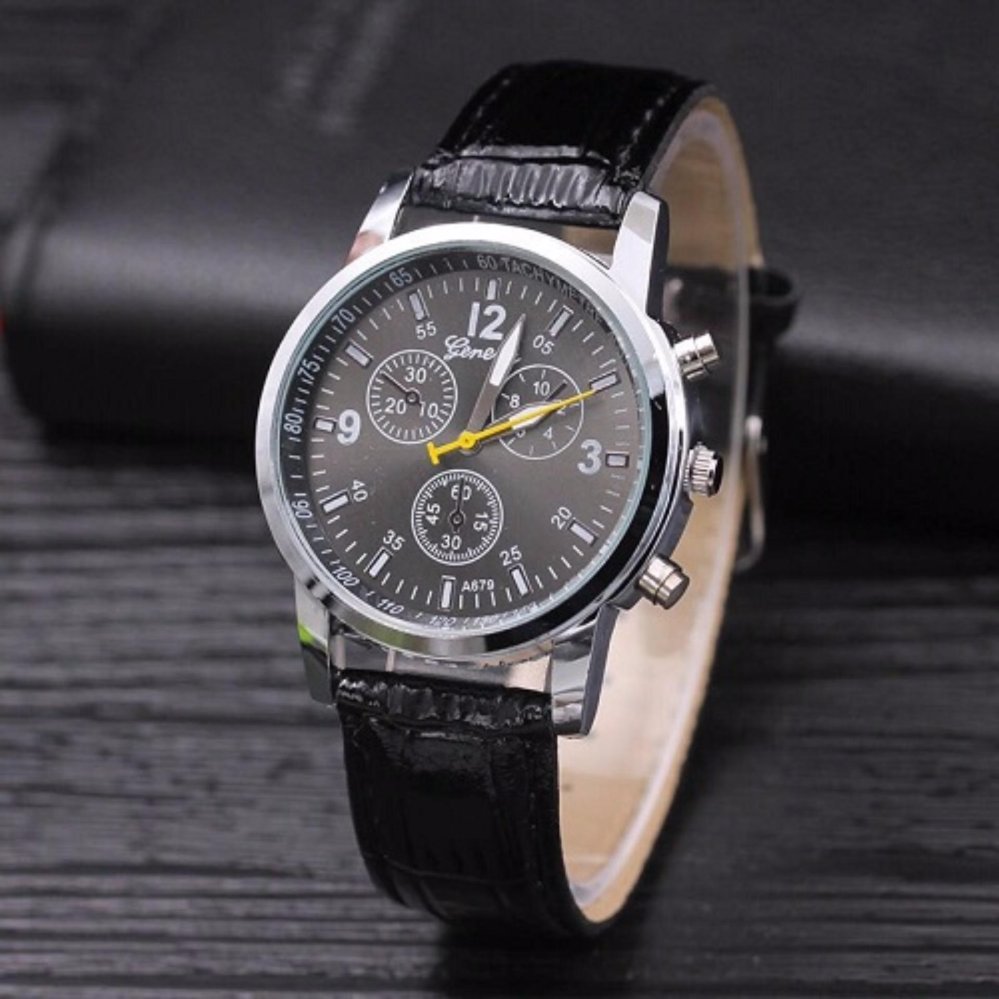 GENEVA ทั้งชายและหรุ่นคู่ Watch นาฬิกาข้อมือผู้หญิง สายหนัง รุ่นGP#05BLACK
