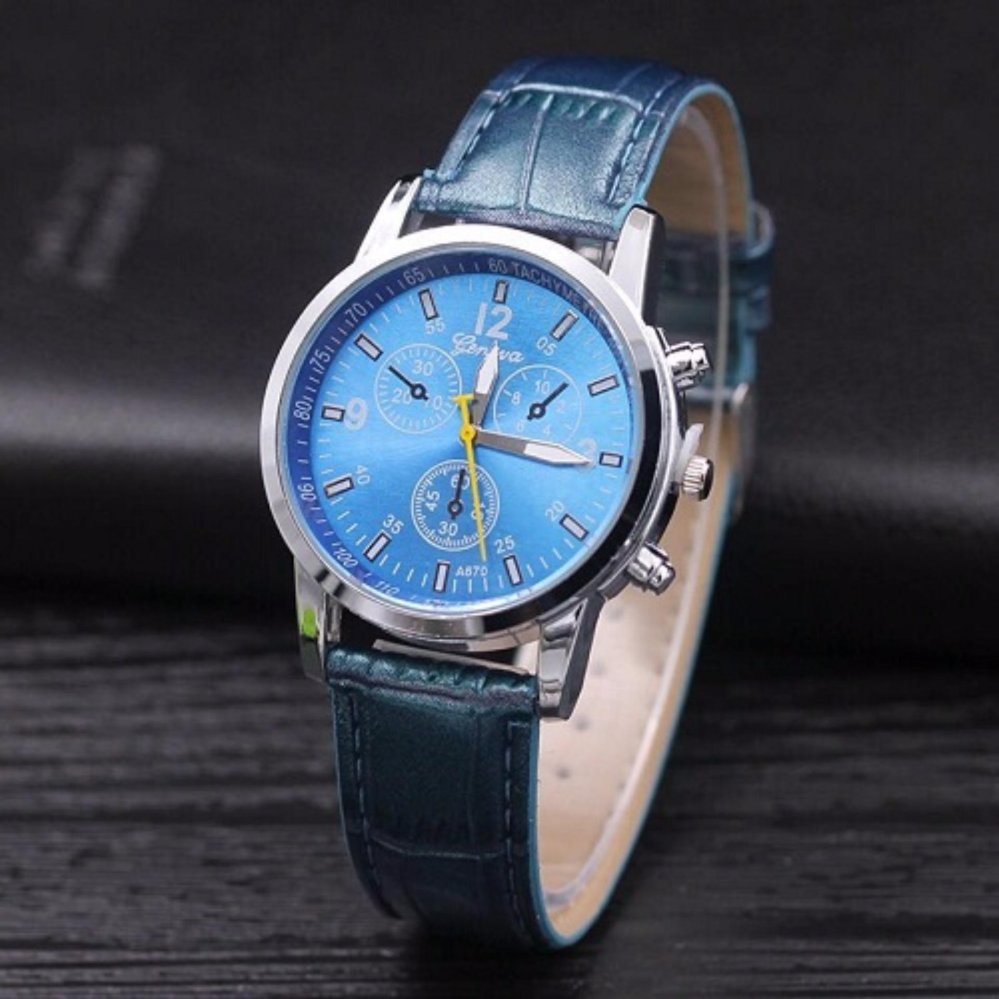 GENEVA ทั้งชายและหรุ่นคู่ Watch นาฬิกาข้อมือผู้หญิง สายหนัง รุ่นGP#05BLUE