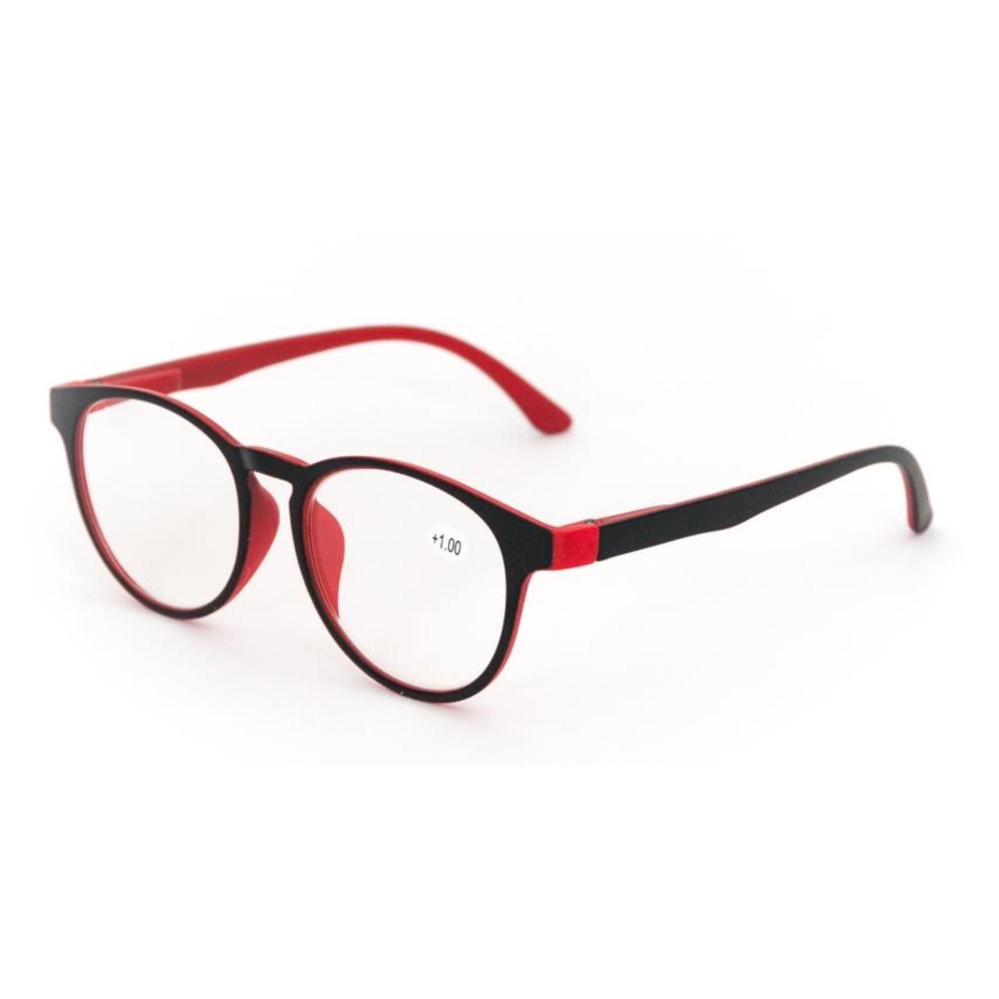 HL9517 Retro Fashion Oval Reading Glasses with Spring Hinges +1.50 in Black & Red แว่นอ่านห นังสือรุ่นHL9517มีรูปทรงกลมรีที่ทันสมัย มาพร้อมกับข้อพับสปริง พับเก็บง่าย