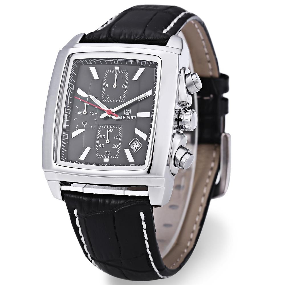 MEGIR M2028 Male Quartz Watch Rectangle Dial with Date Function Sport Wristwatch - intl