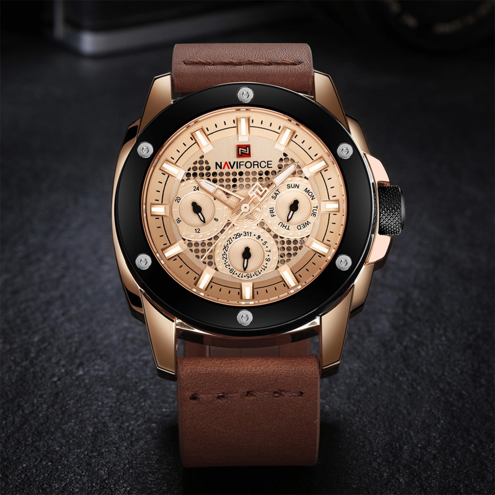 เก็บเงินปลายทาง นาฬิกาข้อมือNAVIFORCE รุ่น NF9116 สายหนังสีน้ำตาลของแท้ 100% กันน้ำ 30 เมตรสินค้ารับประกัน 1 ปี