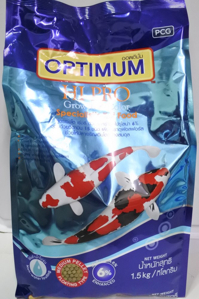 Optimum อาหารปลา ปลาคราฟ ออพติมั่ม ไฮ โปร (Spirulina 6 % ) เม็ดกลาง 1.5 kg. 1 ถุง Optimum อาหารปลา ปลาคราฟ ออพติมั่ม ไฮ โปร (Spirulina 6 % ) เม็ดกลาง 1.5 kg. 1 ถุง