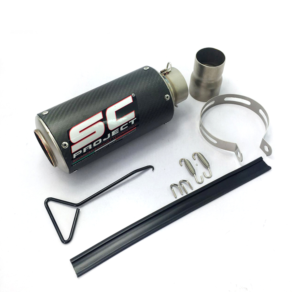 THAI SC Project Carbon Fiber Motorcycle Exhaust 250mm*60mm/51mm End Pipe Muffler Silencer Street Sport Bike