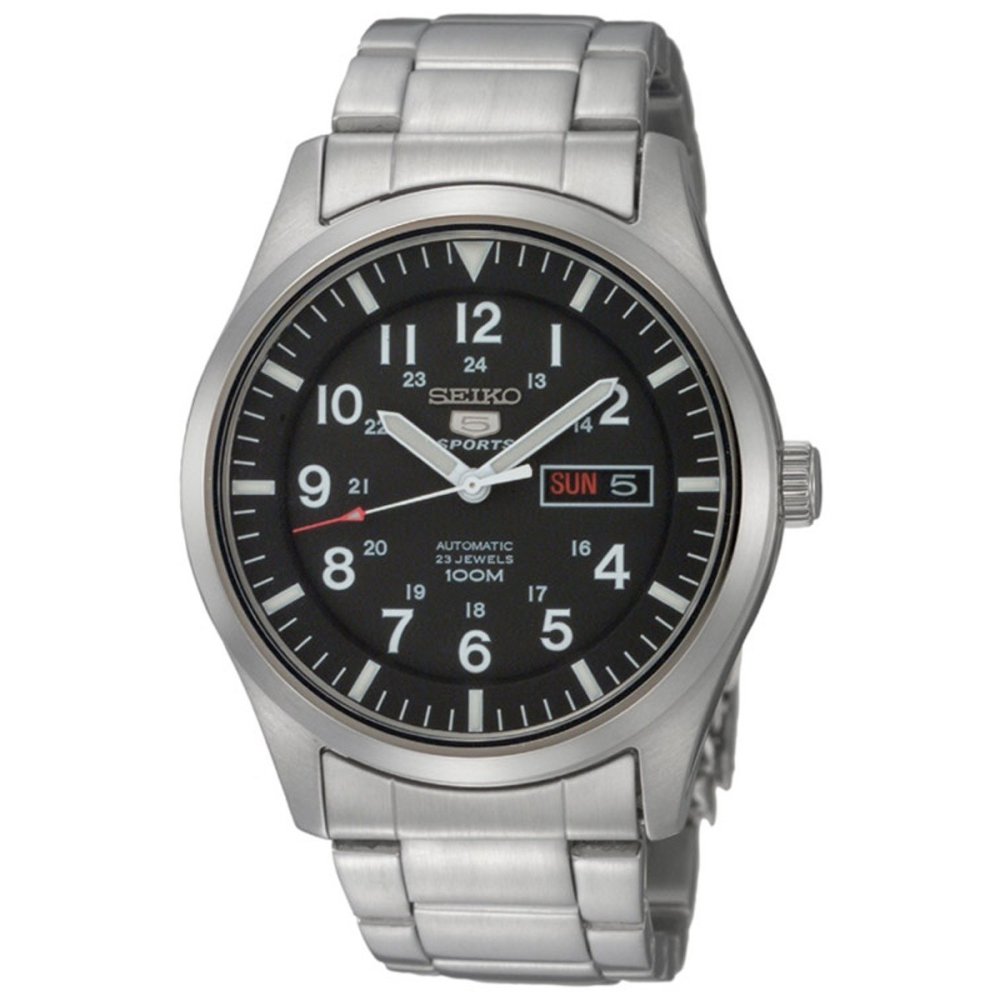 Seiko 5 Automatic Black Dial Stainless Steel นาฬิกาข้อมือชาย SNZG13K1