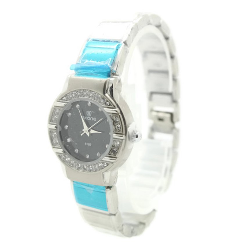 Skone Watch นาฬิกาข้อมือสุภาพสตรี สายเหล็ก หน้าปัดดำ - SN010