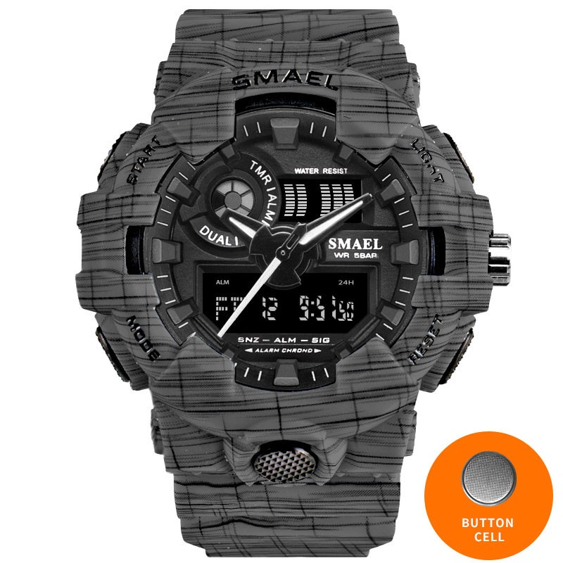 SMAEL 8001 คาวบอยนาฬิกาสปอร์ตใหม่นาฬิกาทหารกองทัพดิจิตอล Writwatch แอลอีดี 50 เมตรกันน้ำผู้ชายนาฬิกา Saat 8001 ผู้ชายนาฬิกาแบรนด์หรู - นานาชาติ