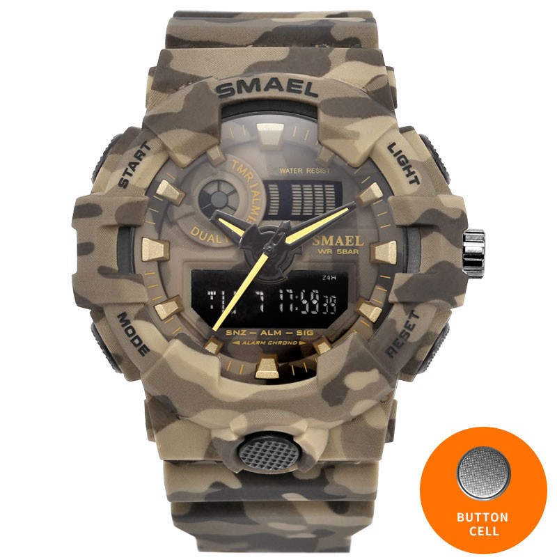 SMAEL 8001 คาวบอยนาฬิกาสปอร์ตใหม่นาฬิกาทหารกองทัพดิจิตอล Writwatch แอลอีดี 50 เมตรกันน้ำผู้ชายนาฬิกา Saat 8001 ผู้ชายนาฬิกาแบรนด์หรู - นานาชาติ